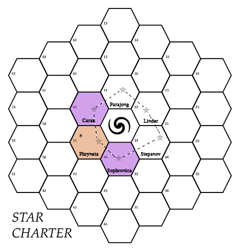Star Charter - Game 1 Turn 2 Map